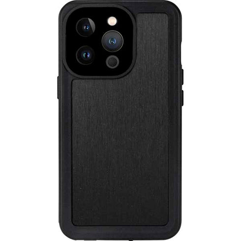 Black Brushed Steel Texture iPhone 15 Pro Waterproof Case